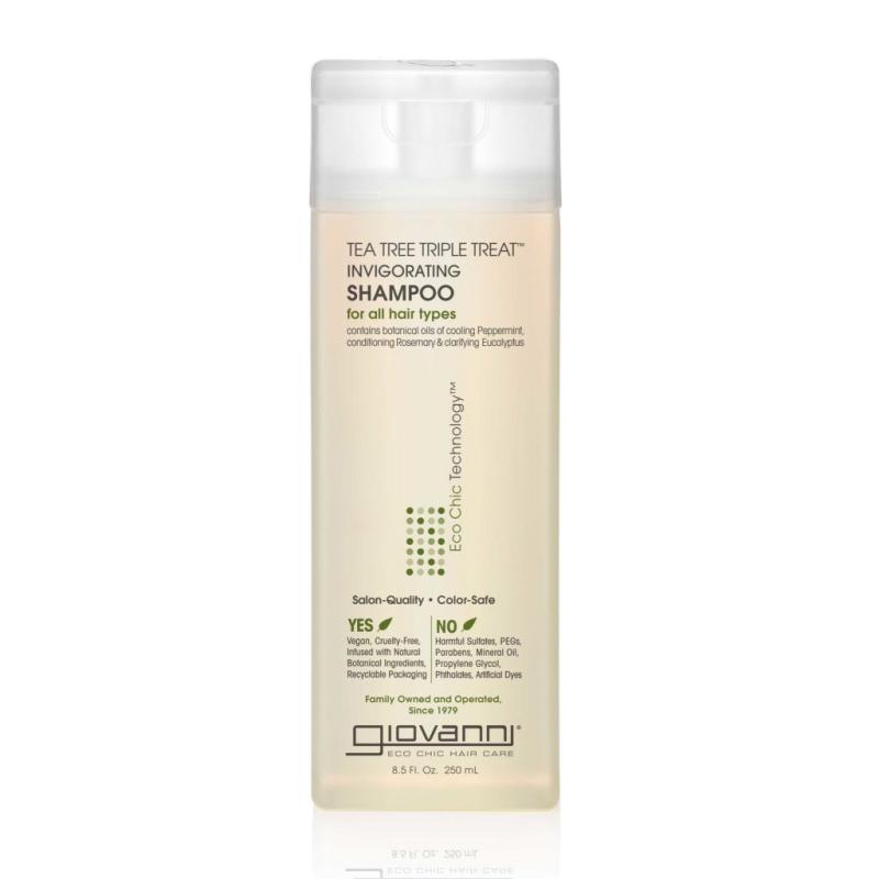 Posilňujúci šampón pre všetky druhy vlasov, Eco Chic Tea Tree, 250 ml, Giovanni